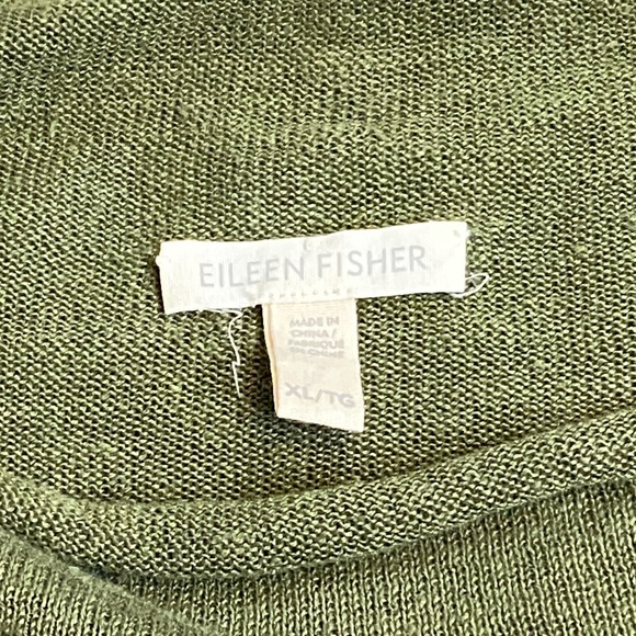 Eileen Fisher Olive Green Organic Linen Knit Top - Picture 2 of 6